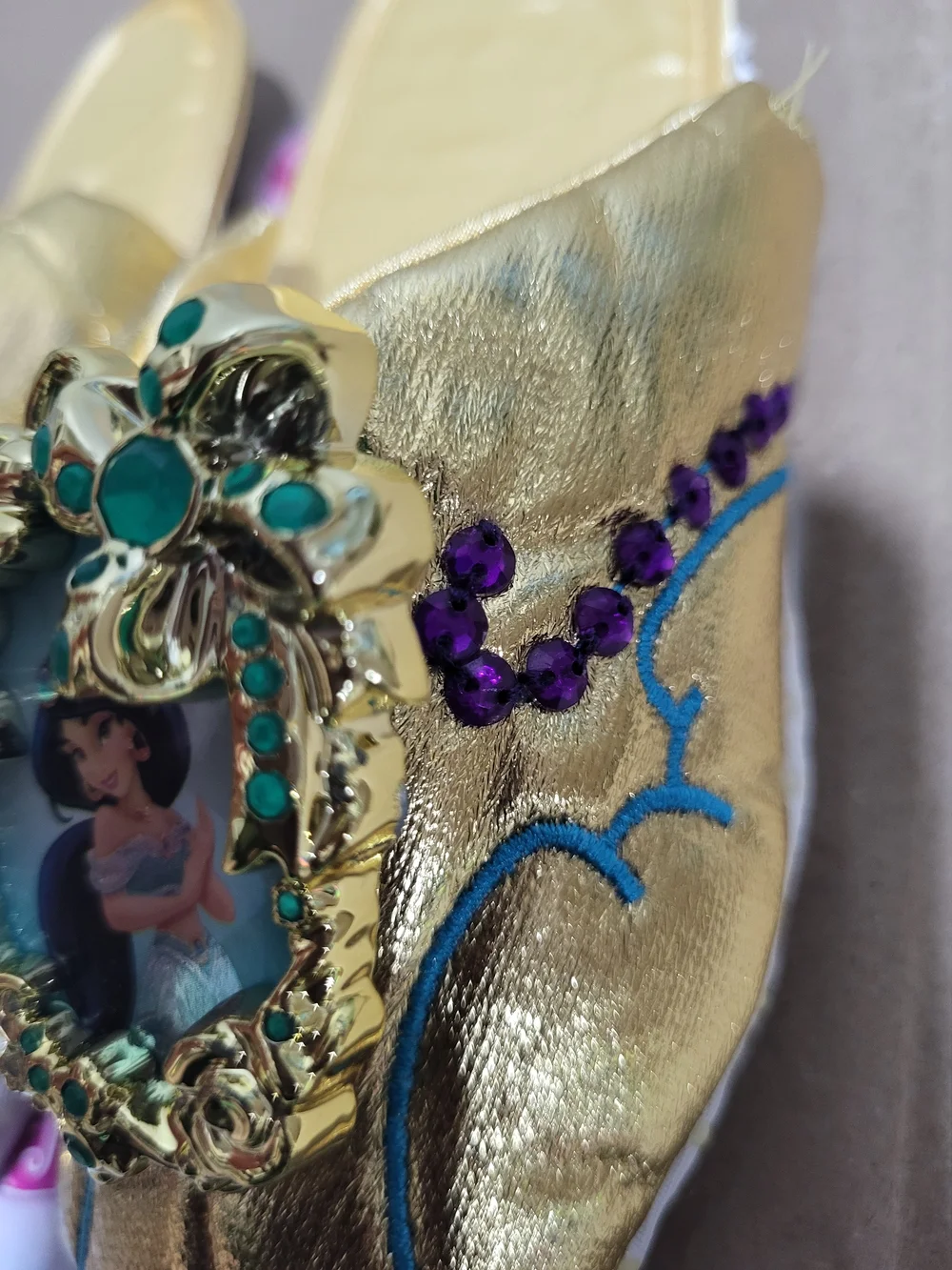 Disney Gold Jasmine Jewel-Embellished Dress-Up Slippers
